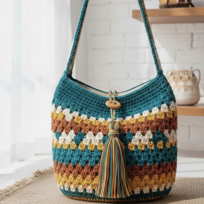 The Bohemian Horizon Crochet Hobo Bag