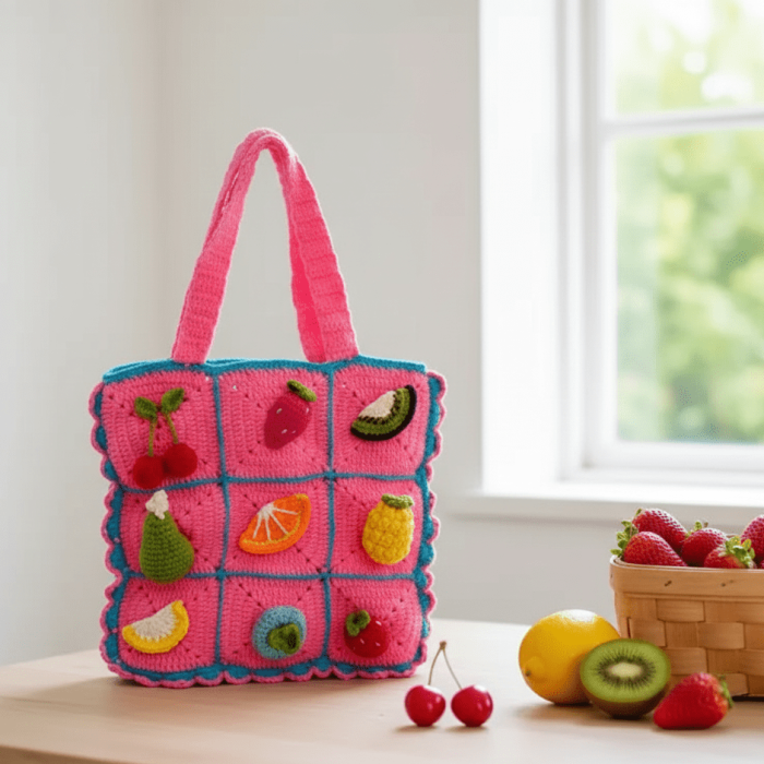 Handmade "Tutti Frutti" Granny Square Crochet Tote