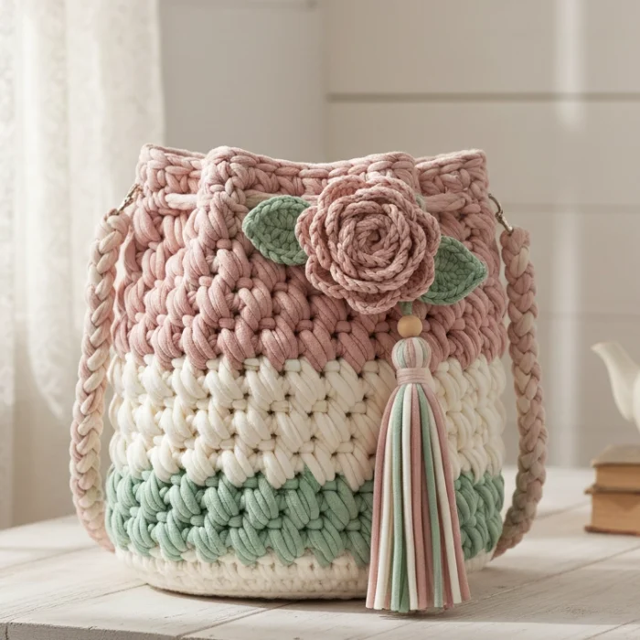 The Rosewater Bloom Bucket Bag